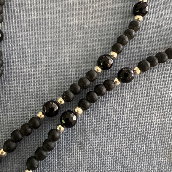 Eyeglass chain, black onyx and silver. New, 28 inches in length. - Picture 8 of 9